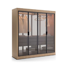 Hot Sale Plywood Glass Door Walk-in Modern Bedroom Wardrobe Closets